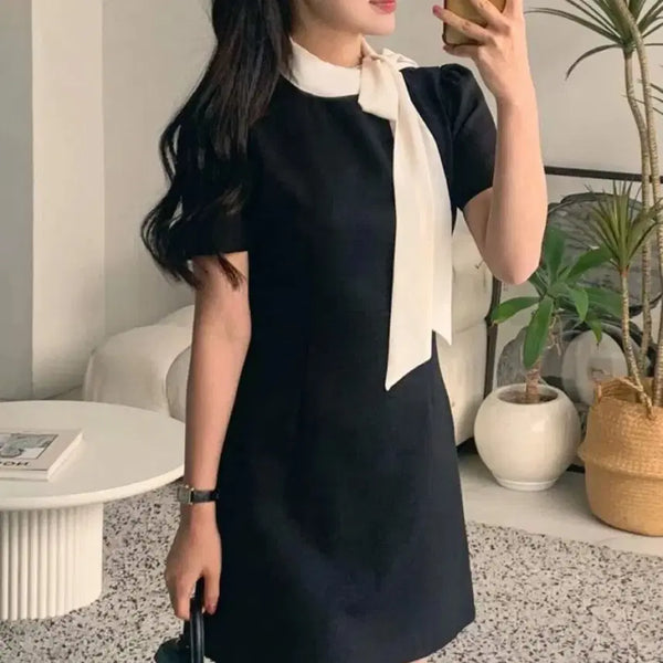 [BUNJANG] Black Ribbon Dress / 블랙 리본 원피스 데이트룩 하객원피스 정장원피흐