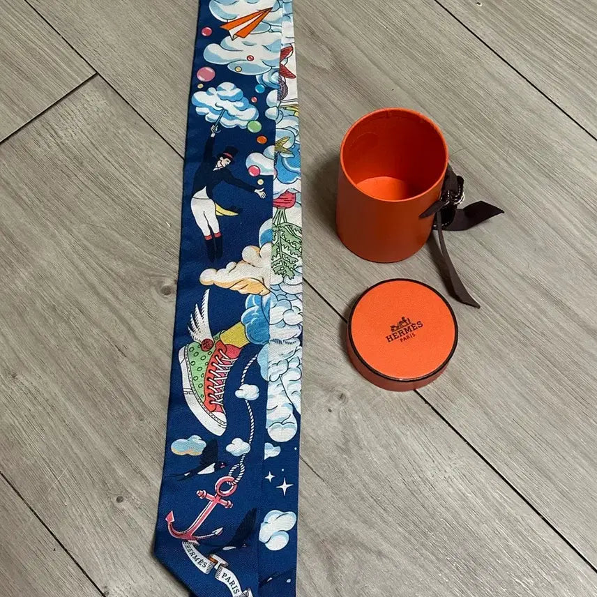 [BUNJANG] Hermes Twilly Blue Silk Scarf / 에르메스 트윌리 파랑색