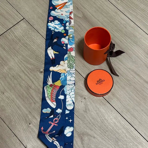 [BUNJANG] Hermes Twilly Blue Silk Scarf / 에르메스 트윌리 파랑색