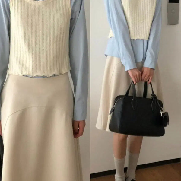 [BUNJANG] Weather A-Line Midi Skirt Black S / 새상품 웨더 weather 에이라인 미디 스커트 블랙 S