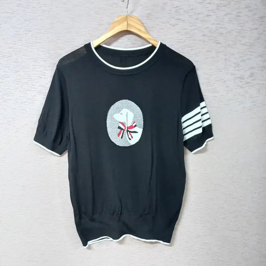 [BUNJANG] Women's Black Ribbed Knit Top / B7-6/블랙 시보리 니트티 여성