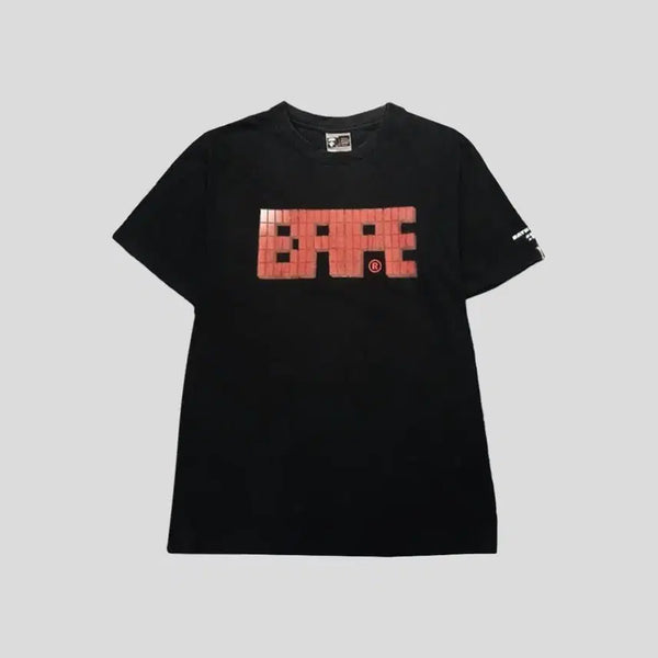 [BUNJANG] A BATHING APE Pigment Black Red Block Logo T-Shirt / A BATHING APE BAPE 베이프 피그먼트 블랙 레드 블록 로고프