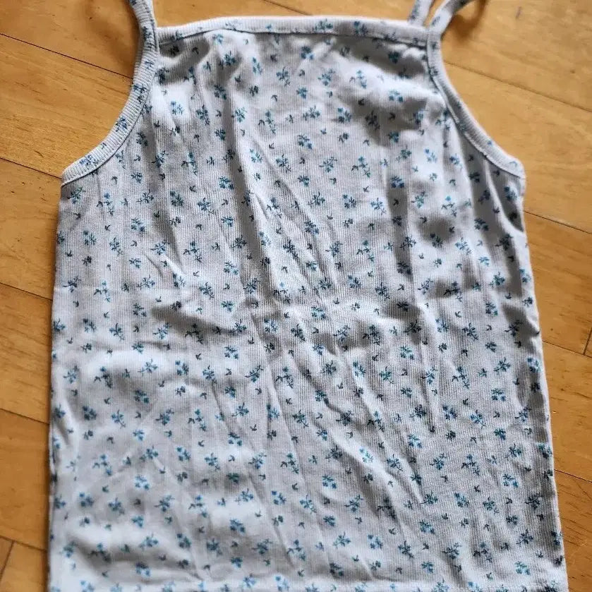 [BUNJANG] Blue Floral Sleeveless Top / 플라워 나시 모리걸 민소매