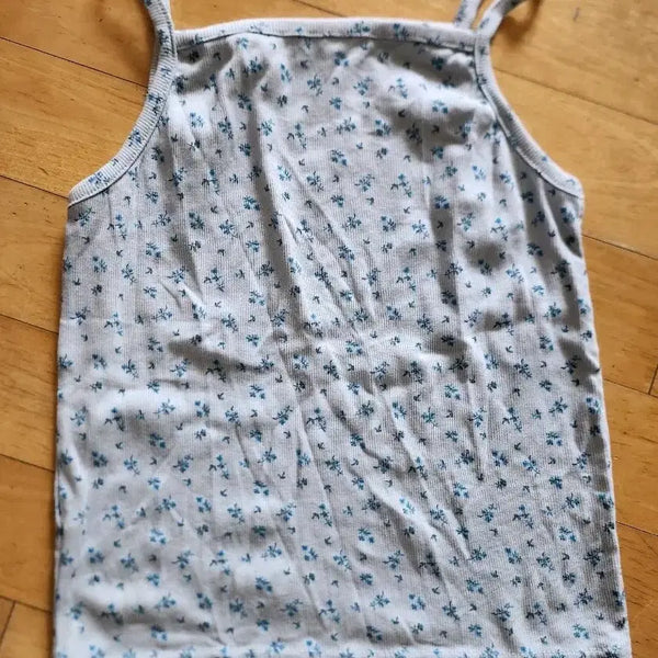 [BUNJANG] Blue Floral Sleeveless Top / 플라워 나시 모리걸 민소매