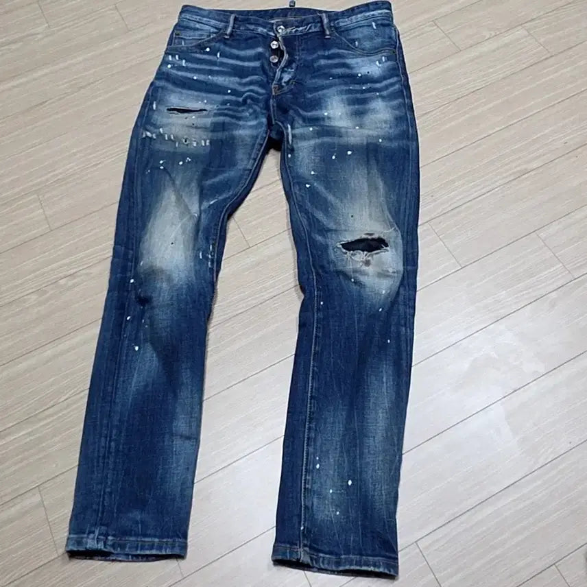 [BUNJANG] DSQUARED2 Fit Damage Paint Jeans / 디스퀘어드2 핏 데미지 페인트 청바지(실측)