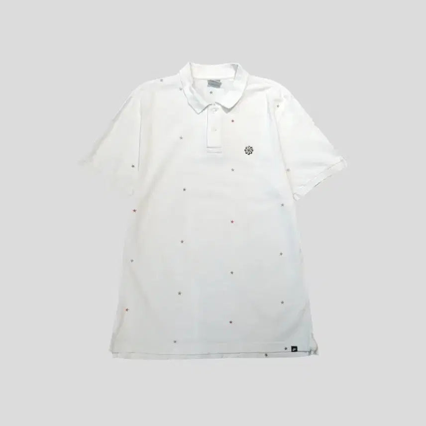 [BUNJANG] Nike NSW White Multicolor Logo Star PK Short Sleeve Polo Shirt / 나이키 NSW 화이트 멀티컬러 로고 스타 별 PK 피케 카라넥 반팔 티셔