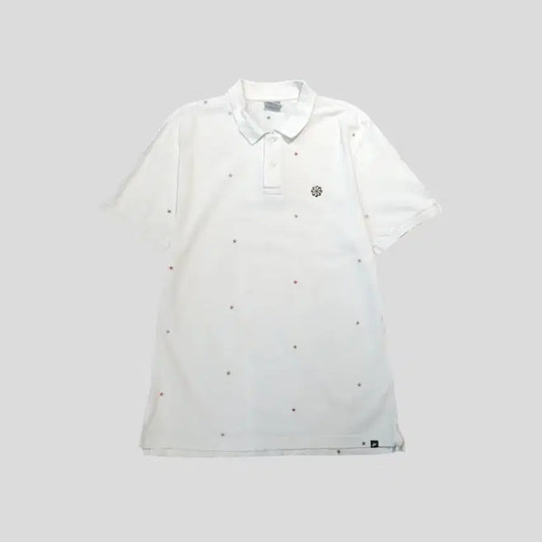 [BUNJANG] Nike NSW White Multicolor Logo Star PK Short Sleeve Polo Shirt / 나이키 NSW 화이트 멀티컬러 로고 스타 별 PK 피케 카라넥 반팔 티셔