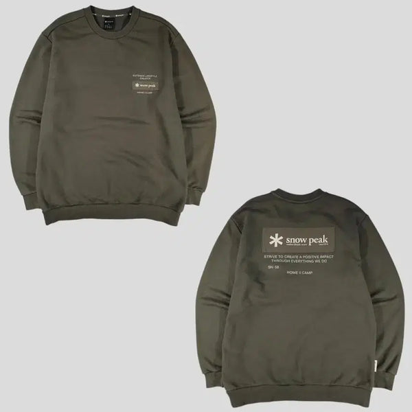[BUNJANG] Snow Peak Pigment Khaki Brown Box Logo Cotton Blend Sweatshirt L / 스노우피크 피그먼트 카키브라운 박스로고 코튼블렌드 맨투맨 티셔츠 L
