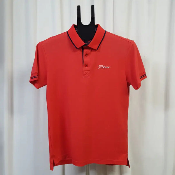 [BUNJANG] Titleist Men's Golf Short Sleeve Polo Shirt Red Size 95 / 타이틀리스트 정품 남성 골프 카라 반팔 티셔츠 레드 95 오일장 0331