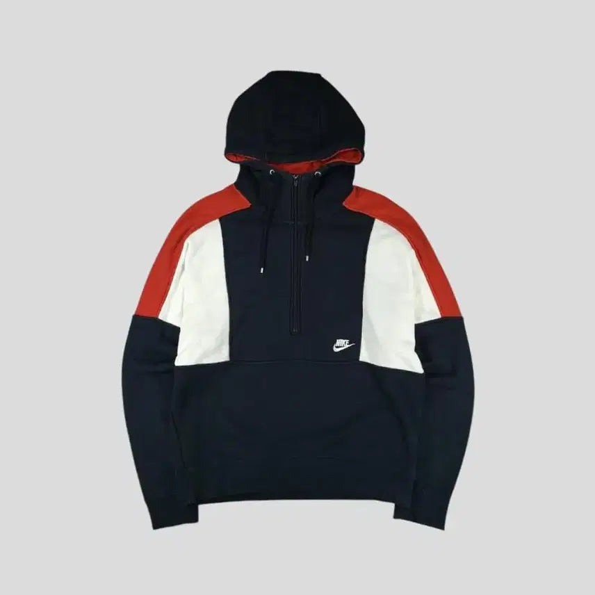 [BUNJANG] Nike Pigment Raglan Half-Zip Futura Logo Jacket / 나이키 피그먼트 블랙 화이트 레드 배색 퓨추라로고 레글런 하프집업 반집업