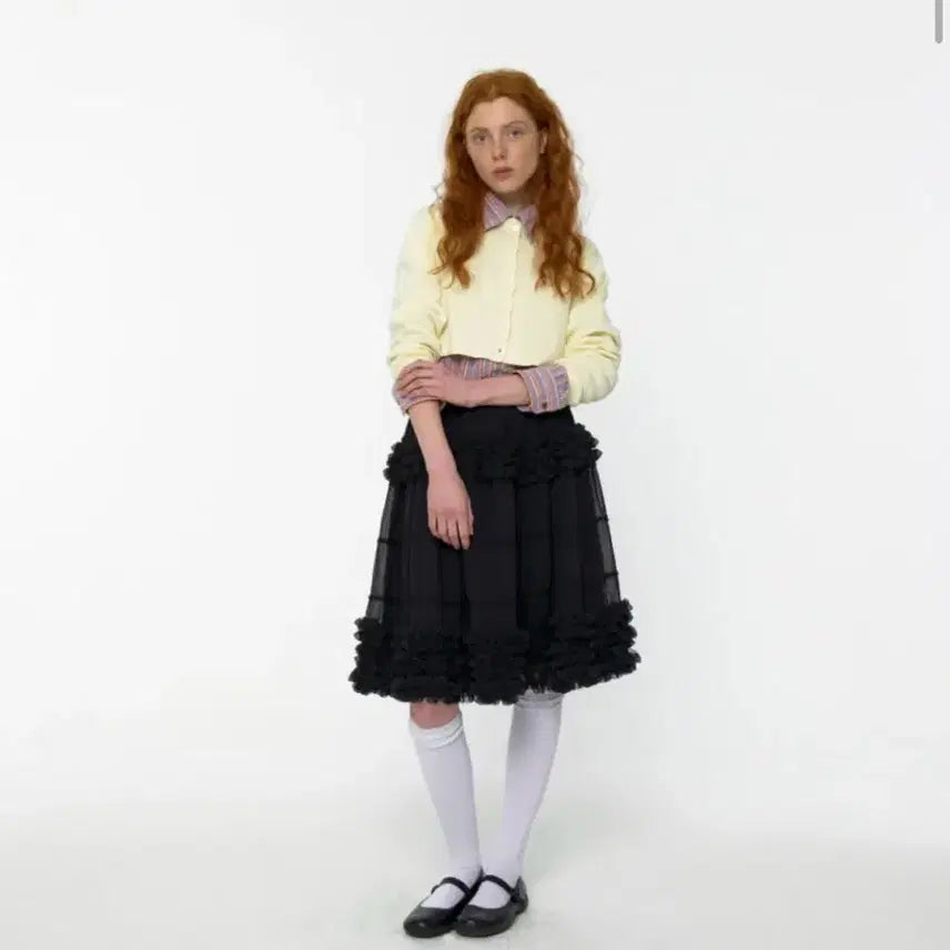 [BUNJANG] Lulu Seoul Frill Midi Skirt Black / 루루서울 프릴 스커트 블랙 (정가 14만 5천)