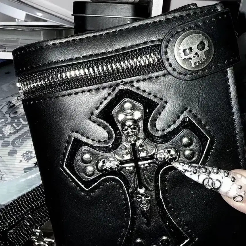 [BUNJANG] Black Skull Cross Wallet / 블랙 스컬 십자가 지갑 판매