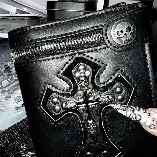 [BUNJANG] Black Skull Cross Wallet / 블랙 스컬 십자가 지갑 판매