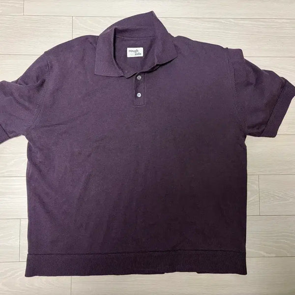 [BUNJANG] Rough Side Craft Collar Half Knit Purple Size 3 / 러프사이드 크래프트 카라 하프 니트 퍼플 3사이즈