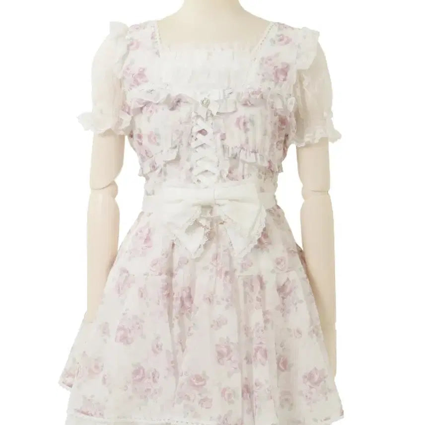 [BUNJANG] Lizlisa Rose Ribbon Chiffon Dress Setup Himegyaru / 리즈리사 로즈 리본 쉬폰 원피스 셋업 히메갸루 lizlisa