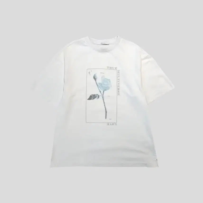 [BUNJANG] Ziozia White Rose Printing Cotton Short Sleeve T-shirt L / 지오송지오 화이트 장미 로즈 프린팅 코튼 반팔 티셔츠 L
