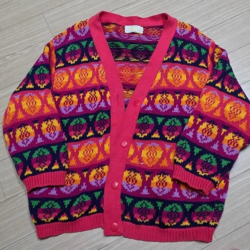 [BUNJANG] Benetton Italian Rainbow Knit Cardigan / 이테리제 베네통 무지게 니트(실측)