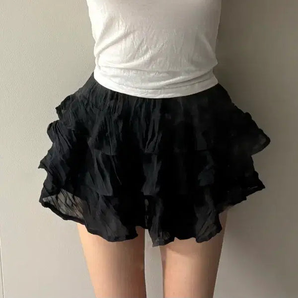 [BUNJANG] Ruffle Skirt with Built-in Shorts / 캉캉 스커트 속바지 내장 (실착 사진)