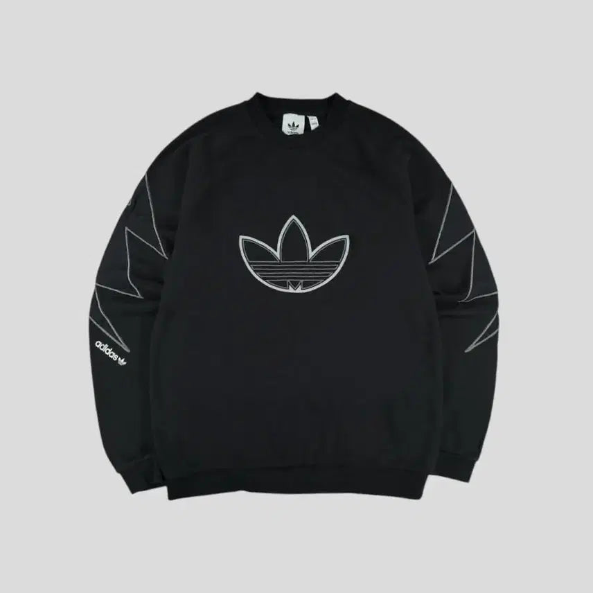 [BUNJANG] Adidas Black Reflective Trefoil Logo Spellout Raglan Cotton Blend / 아디다스 블랙 리플렉티브 트레포일 로고 스펠아웃 라이트닝 레글런 코튼블렌