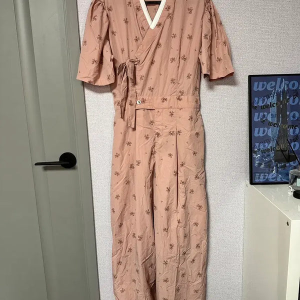 [BUNJANG] Korean Traditional Hanbok Style Jumpsuit - Pink (M, L) / 새상품) 한복 저고리 점프수트 점슈 핑크 M L