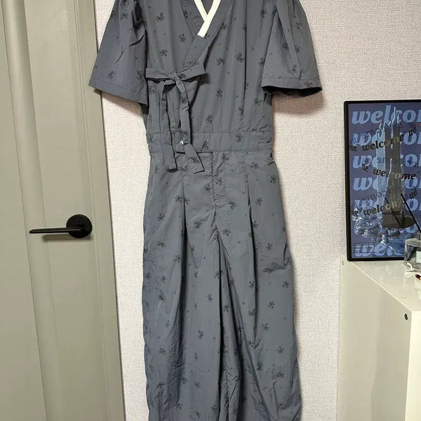 [BUNJANG] Hanbok Jeogori Jumpsuit Blue / 새상품) 한복 저고리 점프수트 점슈 블루 S M