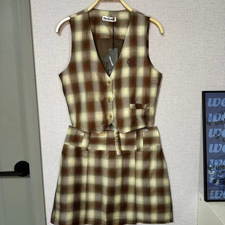 [BUNJANG] Fancy Club Check Vest Skirt Set / 새상품) Fancy club 팬시클럽 체크 조끼 치마 세트