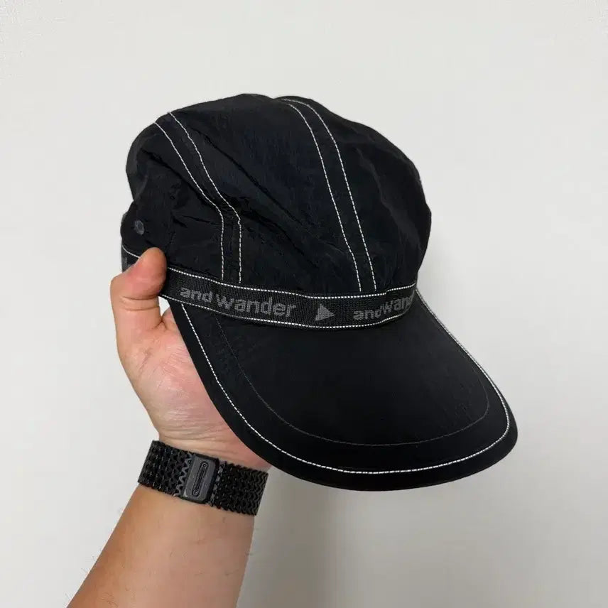 [BUNJANG] ANDWANDER Tape Black Cap / 앤드원더 테이프 블랙 캡