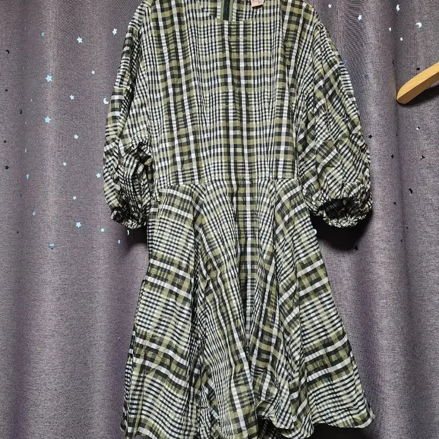 [BUNJANG] Juicy Judy Plaid Puff Sleeve Midi Dress Size 55 / 미사용 // 쥬시쥬디 체크무늬 퍼프소매 미디원피스-55