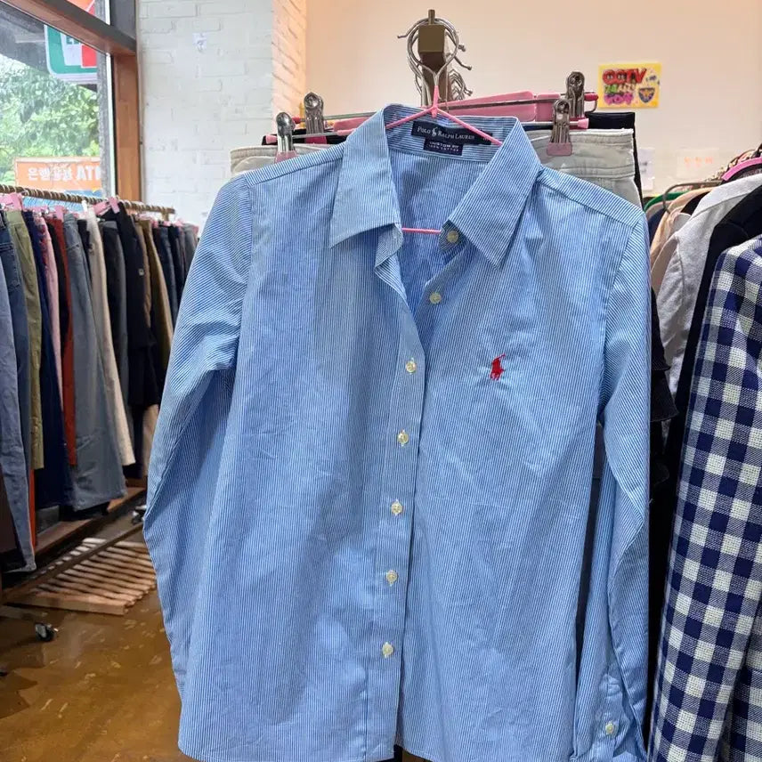 [BUNJANG] Polo Ralph Lauren Striped Shirt Blue / 폴로 랄프로렌 스트라이프 셔츠 블루