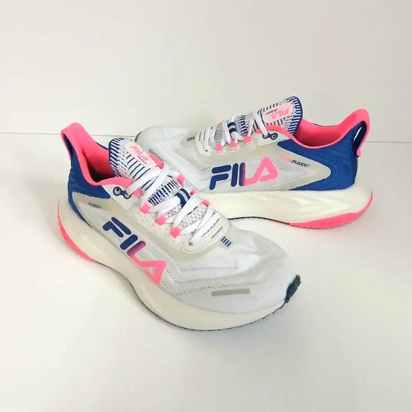 [BUNJANG] Fila Maxi Coat Sneakers White/Blue/Pink / 휠라 맥시 코트 스니커즈 화이트/블루/핑크:230