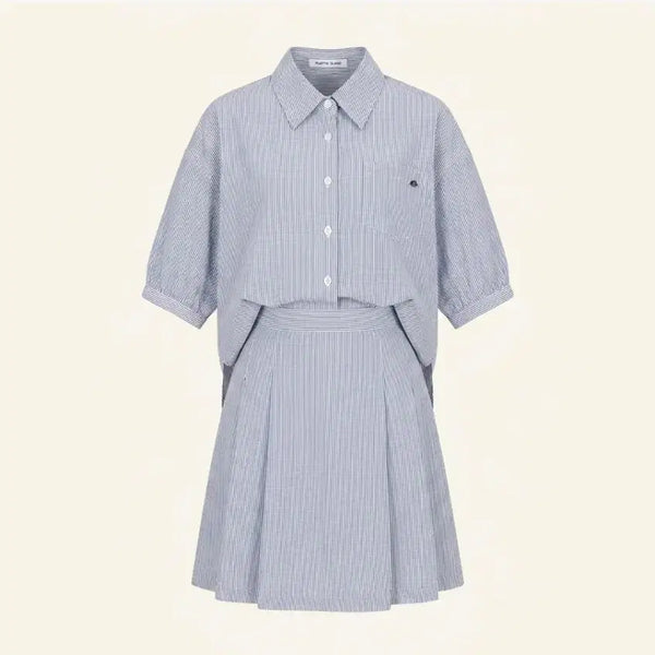 [BUNJANG] Plastic Island Striped Shirred Set-Style Dress / OP55 PLASTIC ISLAND 원피스(S) 셔츠 스커트 세트형원피스