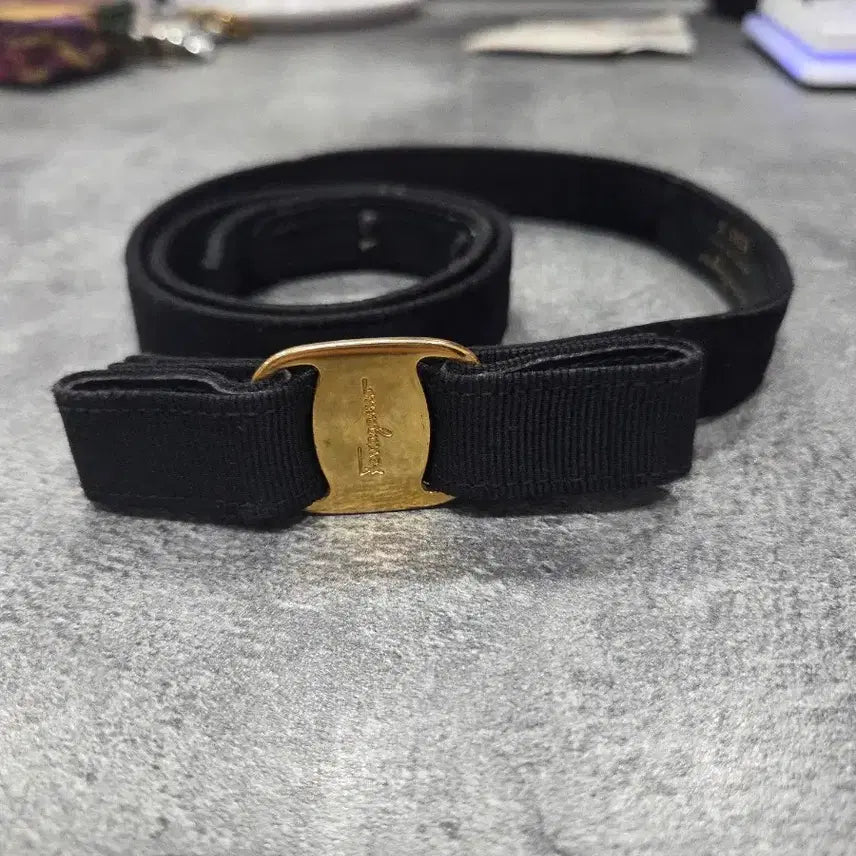[BUNJANG] Ferragamo Black Ribbon Belt - Size S / 페라가모 블랙 리본 벨트 S사이즈