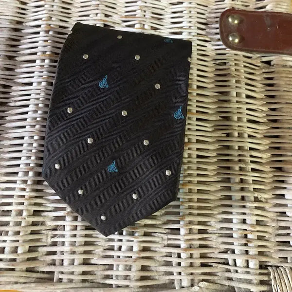 [BUNJANG] Beanpole Silk Necktie Brown Bicycle Pattern / 빈폴 넥타이 브라운 자전거 패턴