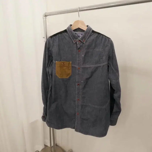 [BUNJANG] Junya Watanabe Check Patch Denim Shirt / 준야 와타나베 체크 패치 데님 셔츠