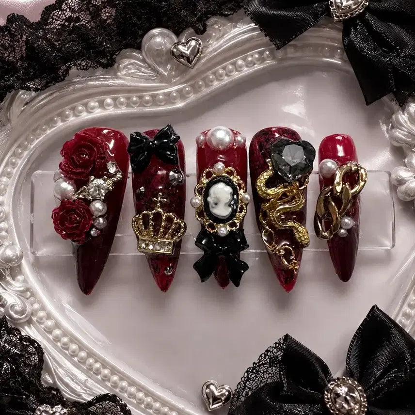[BUNJANG] Gothic Lolita Handmade Nail Tips / 달의 무도회 수제네일팁/롤리타/밴드갸루/V계