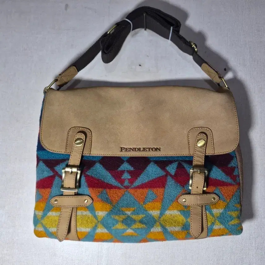 [BUNJANG] Pendleton Pattern Leather & Wool Shoulder Bag Beige / 펜들턴 패턴 숄더백 베이지