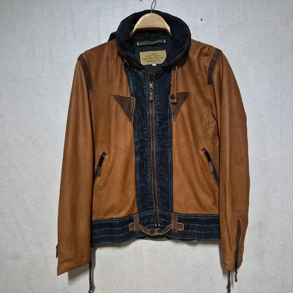 [BUNJANG] Avirex Leather Denim Blend Jacket L / Avirex 아비렉스 가죽 데님 혼방자켓 L