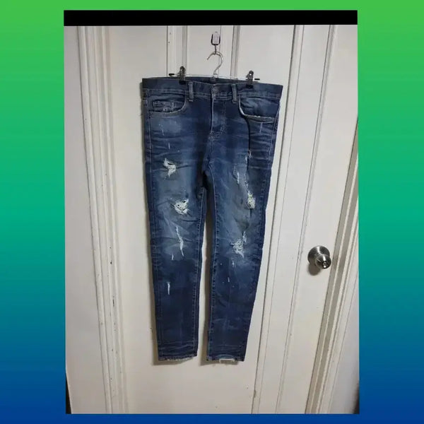 [BUNJANG] Men's Distressed Wash Skinny Jeans Size 88 / 청바지 남성 데미지 워싱 스키니진 88사이즈