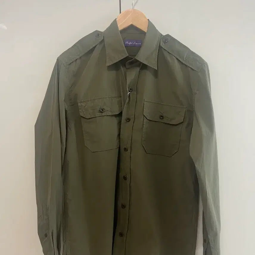 [BUNJANG] Ralph Lauren Purple Label Twill Epaulet Shirt / 랄프로렌 퍼플라벨 트윌 견장 셔츠 M 판매합니다.