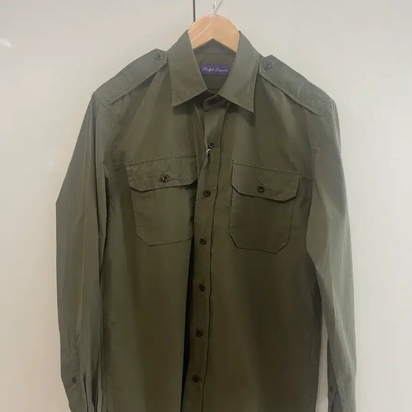 [BUNJANG] Ralph Lauren Purple Label Twill Epaulet Shirt / 랄프로렌 퍼플라벨 트윌 견장 셔츠 M 판매합니다.