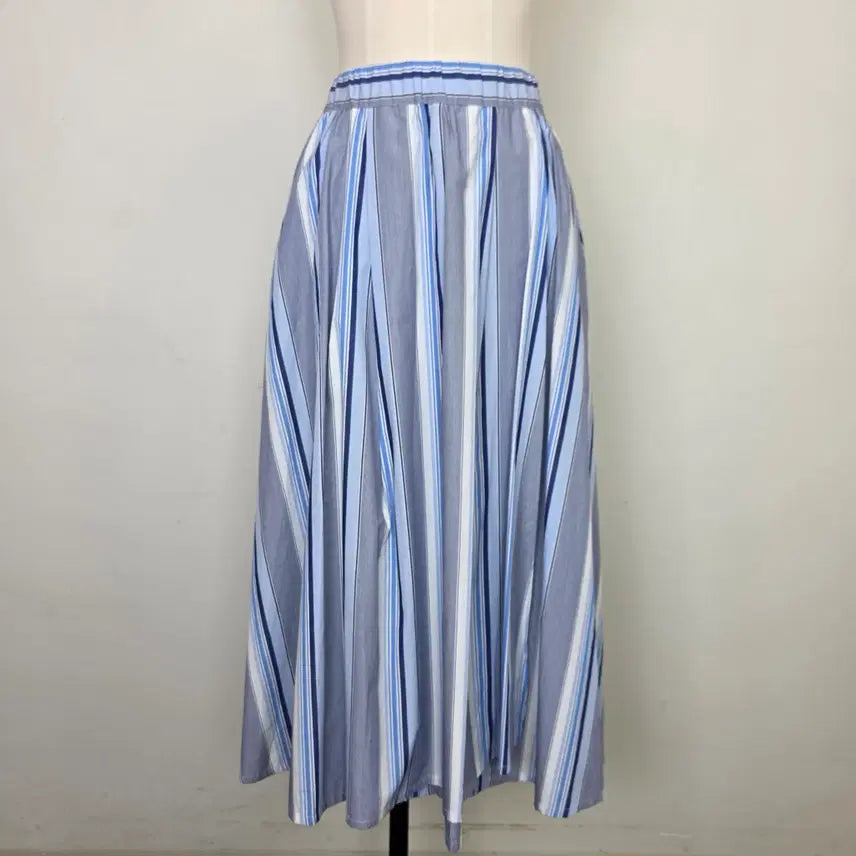 [BUNJANG] Chocolapin Blue Stripe Flare Long Skirt - Japanese Vintage / 쇼콜라핀 블루 스트라이프 플레어 롱 스커트 일본빈티지