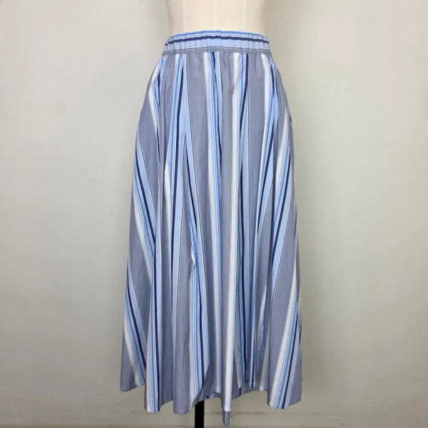 [BUNJANG] Chocolapin Blue Stripe Flare Long Skirt - Japanese Vintage / 쇼콜라핀 블루 스트라이프 플레어 롱 스커트 일본빈티지