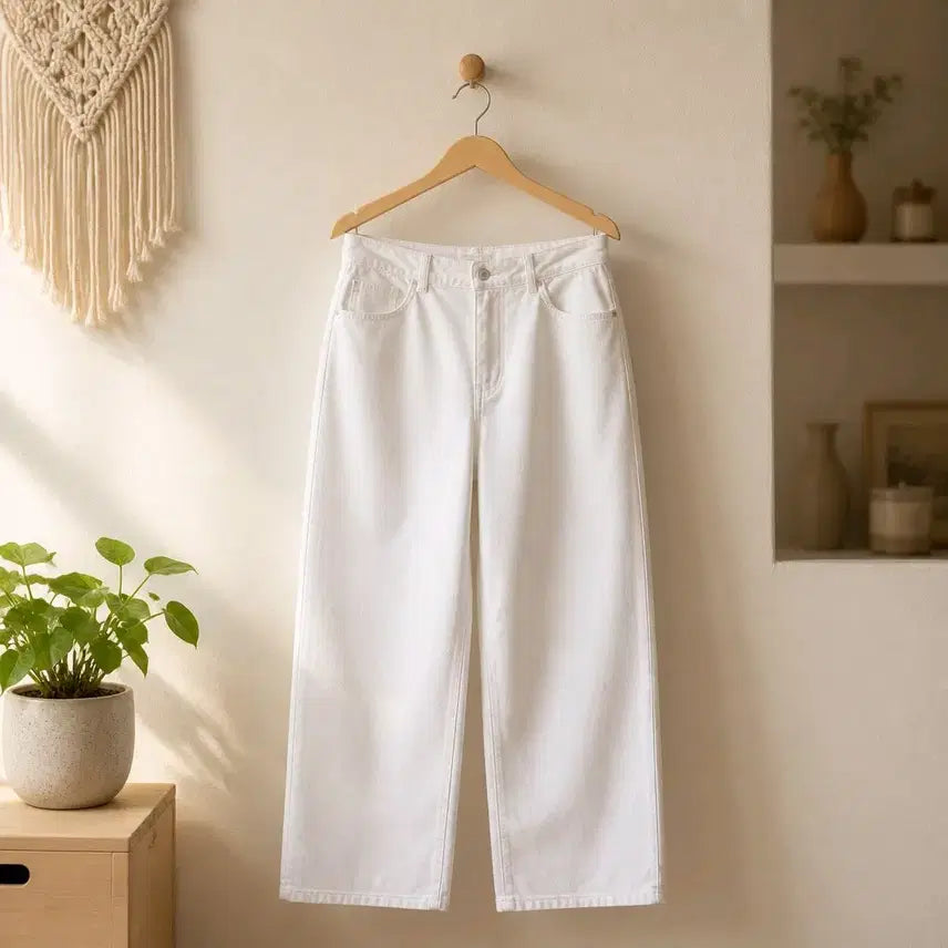 [BUNJANG] SJSJ 2022 Wide Cotton Pants / 한섬 SJSJ 2022 와이드 코튼 팬츠 67-98사이즈