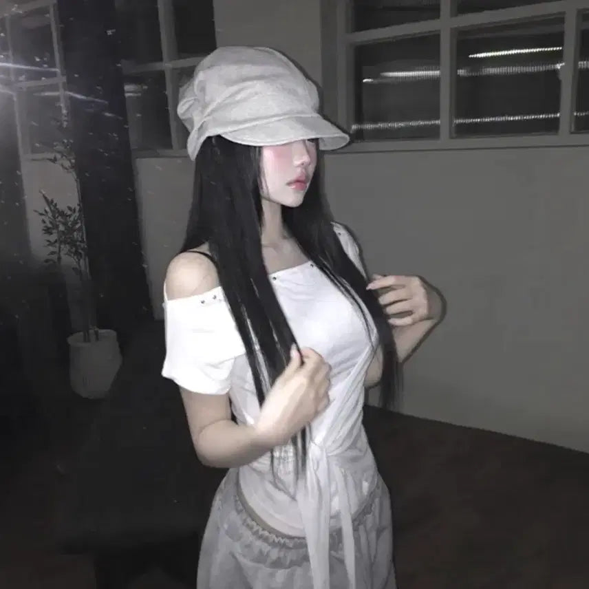 [BUNJANG] Migo Shirring Cowl Cap Grey / cowl 셔링 모자 에이블리 미고 (새상품)그레이