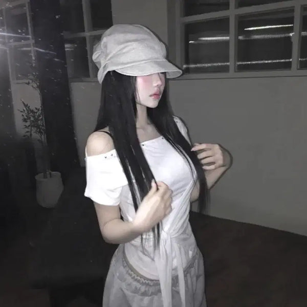[BUNJANG] Migo Shirring Cowl Cap Grey / cowl 셔링 모자 에이블리 미고 (새상품)그레이