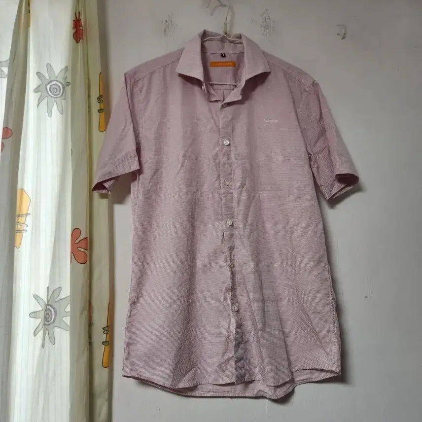 [BUNJANG] Louis Castel Men's Pink Stripe Short Sleeve Shirt 100 / 루이까스텔 남성 핑크색 스트라이프 반팔 셔츠100