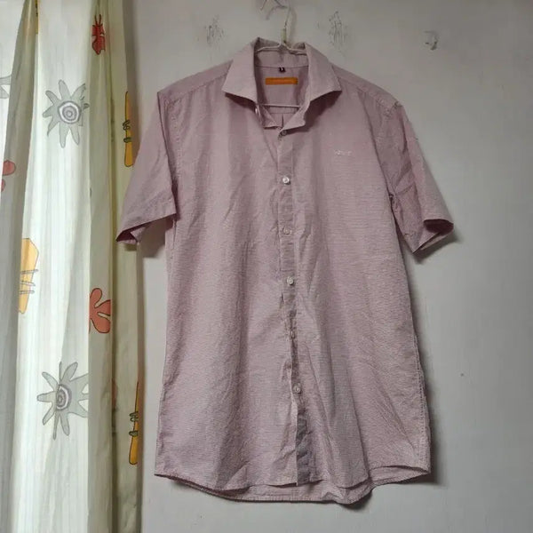 [BUNJANG] Louis Castel Men's Pink Stripe Short Sleeve Shirt 100 / 루이까스텔 남성 핑크색 스트라이프 반팔 셔츠100