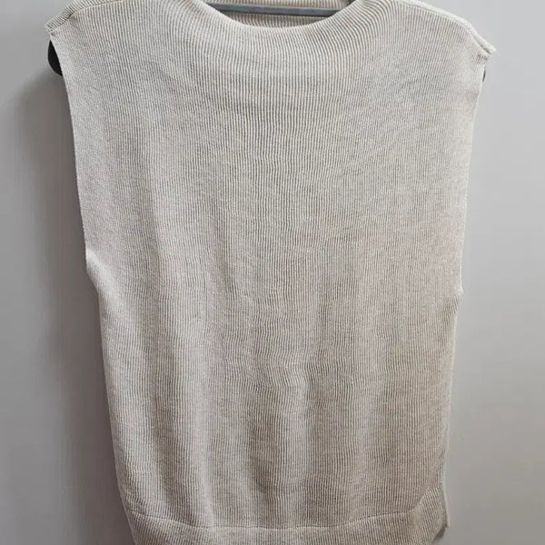 [BUNJANG] Le917 Beige Summer Knit Sleeveless + Scarf Set / 르917 베이지 여름니트 슬리브리스+머플러세트