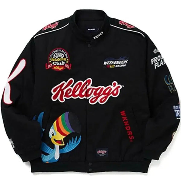 [BUNJANG] Weekenders Kellogg Varsity Jacket Black / 위켄더스 켈로그 바시티 자켓