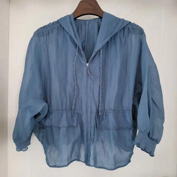 [BUNJANG] OBZEE Blue Hooded Windbreaker Size 95 / OBZEE 블루 후드 바람막이 95